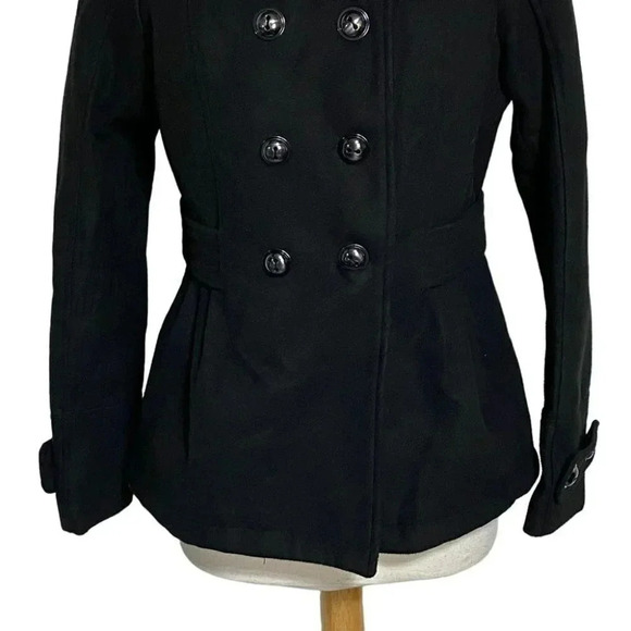Pink Envelope M black double breasted fitted jacket w/peplum back coat - Picture 3 of 9